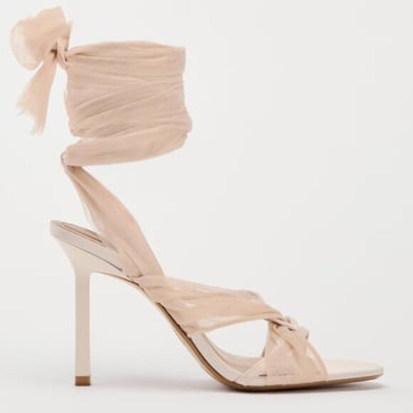 Zara Tulle Heel Sandals Pink NWT - Picture 2 of 10